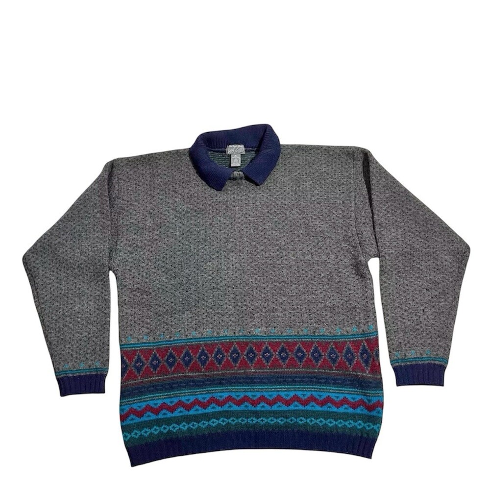 Vintage Lord & Taylor Mens Sweater Ski Knit Pullover Wool Nordic